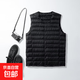秋冬季輕薄款羽絨馬甲背心男V領(lǐng)加肥加大碼內穿馬甲坎肩保暖馬夾 黑色 XL 【建議155-170斤】