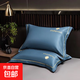 中式冰絲刺繡山茶花涼感枕套梵語(yǔ)簡(jiǎn)約純色刺繡枕頭套夏涼酒店枕套 山茶花-尊貴藍 1對2只裝冰絲刺繡枕套/約74*48CM