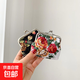 復古零錢(qián)包玫瑰布藝錢(qián)包迷你帆布包口金暗扣硬幣包收納 迷你黑白兩個(gè)裝