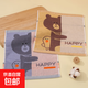 新品純棉色織方巾 小方巾 卡通圖案柔軟吸水 0513-米黃*2+灰藍*1 3條裝