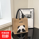 大容量上班族帆布包包女士便攜麻布包可愛(ài)蘋(píng)果貓手提袋百搭托特包 圖一小號