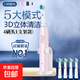 【360°包裹】旋轉式電動(dòng)牙刷深度清潔口腔護齦防蛀牙非360°旋轉家用男女生旅行三八女神節日禮物 粉色款（4刷頭+1支架）