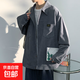 大碼燈芯絨長袖襯衫外套男秋季美式休閑翻領襯衣潮牌百搭襯衫夾克 【重磅高質(zhì)量清倉】深灰色 XL 建議體重120-130斤可穿