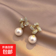 氣質(zhì)小眾方形耳墜女精致耳環(huán)高級感耳飾仿珍珠新款爆款耳釘 金色 ZJ232