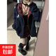 學(xué)院風(fēng)連帽衛衣外套女2025新款秋冬韓系學(xué)生穿搭顯瘦寬松百搭上衣 藏藍色 L