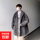 感毛呢大衣男短款秋冬季寬松西裝領(lǐng)外套潮牌呢子風(fēng)衣 灰色 常規 3XL