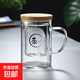 高硼硅耐熱玻璃杯茶杯茶道杯泡茶杯茶水分離過(guò)濾杯子辦公杯喝茶杯 500ml茶字三件（白把）