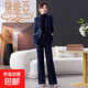 黛維亞高端西裝套裝女職業(yè)裝正裝秋冬新款時尚氣質(zhì)女神范工作服西 藏青色西裝+闊腿褲 M 【建議95-105斤】