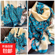 春夏薄款絲巾高級感印花長(cháng)巾新款緞面旅游防曬紗巾民族風(fēng)披肩批發(fā) L89082-孔雀藍