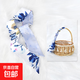 韓系ins絲巾女新款蝴蝶結(jié)百搭小清新夏季超仙長(zhǎng)條飄帶 蝴蝶碎花 88*6CM