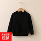 男女童加絨加厚毛衣秋冬季兒童一體絨打底衫百搭中小童保暖針織衫 黑色 140 cm