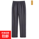 【秋上新】爸爸褲子中老年人寬松直筒長(cháng)褲爺爺男松緊腰休閑運動(dòng)褲 深灰色 春秋款拉鏈運動(dòng)褲 30 適合100-120斤