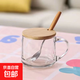 【采銷(xiāo)推薦】玻璃水杯牛奶杯早餐大肚杯帶蓋勺咖啡泡茶杯簡(jiǎn)約啤酒 簡(jiǎn)約杯+竹蓋+木柄勺 350ml 1只