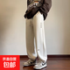 褲子男春秋款潮流休閑束腳衛褲寬松運動(dòng)褲2025新款美式刺繡工裝褲 杏色 常規 XH-9002 L 165-175cm 100-115斤