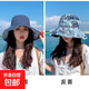 網(wǎng)紅雙面漁夫帽女夏季韓版遮臉大帽檐遮陽(yáng)帽防曬防紫外線(xiàn)太陽(yáng)帽子 藏青 均碼