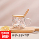 【熱銷】?jī)和Ｄ瘫瓗Э潭任芩瓕殞殯_泡奶粉杯早餐喝奶杯加厚 可愛兔子+竹蓋+木柄勺350ml
