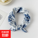 全棉絲巾小方巾女士春季新款歐美頭巾百搭腰果印花棉麻圍巾 QM5804-狐貍藍 58*58cm