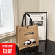 大容量上班族帆布包包女士便攜麻布包可愛(ài)蘋(píng)果貓手提袋百搭托特包 圖二小號