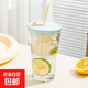 高顏值吸管杯牛奶杯辦公室茶水分離咖啡杯蓋杯 藍色 470ml 1只