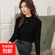 100%純羊毛半高領(lǐng)毛衣女秋冬氣質(zhì)內(nèi)搭打底衫修身百搭針織衫J1063 黑色 M（100-110斤）