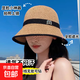 可折疊防曬帽女款帽子網(wǎng)眼透氣帽子透氣遮陽防曬戶外法式草帽 卡其色 鏤空