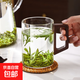 木作茶杯三件杯防燙帶把手木把玻璃杯泡茶杯喝耐高溫 400ml 單杯