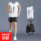 跑步男運(yùn)動套裝健身衣服夏季速干背心專業(yè)馬拉松裝備訓(xùn)練專用短褲 B16白色+DK171黑色（高質(zhì)量款） 2XL (建議125-140斤內(nèi))