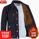 干活穿的工地電焊工防燙耐磨工作服男士秋冬新款加絨保暖牛仔夾克 8913黑色 加絨 2XL (建議135-145斤)