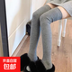 顯瘦豎條紋保暖護膝襪加厚白色高筒襪 過(guò)膝灰色 均碼