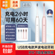 【明星推薦】電動(dòng)牙刷磁懸浮成人充電 小米平替聲波全自動(dòng)智能防水軟毛精致奢華情侶款牙刷 升級(jí)款情侶裝【白+粉】各4支杜邦刷頭+6檔模式