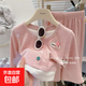 兒童秋季套裝女童2025韓版春季新款彩點(diǎn)假兩件套裝可愛寶寶M70 粉色 110 建議身高90-100體重30-35斤