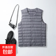 秋冬季輕薄款羽絨馬甲背心男V領(lǐng)加肥加大碼內穿馬甲坎肩保暖馬夾 灰色 M 【建議125-140斤】