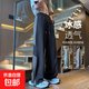 冰絲條紋褲子男夏季薄款潮流美式復(fù)古寬松三條杠直筒闊腿休閑褲 黑色X47 XL