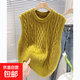 麻花圓領(lǐng)針織加厚馬甲女春秋韓版氣質(zhì)套頭針織衫毛衣質(zhì)感上衣馬甲 2106綠色 XL 【建議121斤-135斤】