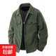 燈芯絨夾克男春秋季潮流百搭休閑工裝外套青年帥氣港風(fēng)男td 軍綠 3XL