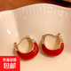 氣質(zhì)感紅色滴油閃鉆耳環(huán)女新款時尚提搖籃耳扣復(fù)古耳飾 主圖款