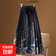 新中式國風(fēng)馬面裙女春秋冬一片式長裙?jié)h服遮胯百褶半身裙J9889 黑色 均碼 （80-150斤）