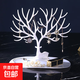 鹿角樹(shù)形創(chuàng  )意項鏈首飾展示架小鹿耳環(huán)架手鐲手鏈飾品收納咕卡掛架 白色（17*9.6*14）1個(gè)
