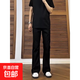 黑色柳葉彎刀牛仔褲男款秋冬季青少年美式高街vibe褲子直筒微喇褲 黑色 M 【建議95-110斤】