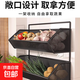 廚房置物架壁掛墻上調味品架生姜大蒜蔥墻掛式冰箱側面零食收納架 雙層黑色【密網+超強承重+無痕貼】