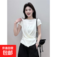 白色冰絲針織短袖t恤女2025新款夏季爆款不規(guī)則收腰顯瘦坎肩上衣 白色優(yōu)質(zhì)版 均碼 80-140斤可穿