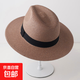 草帽男士夏季戶(hù)外出游防曬遮陽(yáng)可透氣禮帽簡(jiǎn)約時(shí)尚巴拿馬帽英倫帽 咖啡 M（56-57CM）