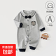 嬰兒連體衣a類(lèi)棉秋季寶寶衣服學(xué)院風(fēng)翻領(lǐng)嬰兒外出爬服 安陽(yáng)嬰童裝 灰色 73cm
