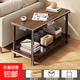 沙發(fā)邊幾簡(jiǎn)約雙層茶幾小桌子簡(jiǎn)易出租屋家用小戶(hù)型床頭桌置物架 【全橡膠木】80*40*55-胡桃色