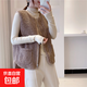 仿羊羔毛絨馬甲女春秋韓版皮毛一體馬夾百搭寬松背心無(wú)袖坎肩J007 卡其色 4XL （120-135斤）