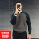 半拉鏈POLO領(lǐng)撞色套頭毛衣男士新款冬季插肩袖休閑寬松韓版針織衫 灰色 M 體重 80-105斤