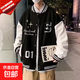 夾克外套潮牌秋冬新款美式街頭潮流棒球服寬松情侶休閑棒球衣 黑色【升級雙層+內(nèi)里】 L