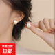S925銀針?lè )叫蔚斡投斉n國氣質(zhì)精致法式輕奢風(fēng)耳飾百搭優(yōu)雅耳環(huán) 方塊畫(huà)油耳釘