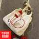 蘋(píng)果新款抽繩帆布包學(xué)生輕便通勤百搭單肩包小眾大容量簡(jiǎn)約托特包 白色蘋(píng)果片片單肩包