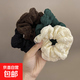 新款奶油泡芙大腸發(fā)圈女簡(jiǎn)約復古褶皺頭花頭繩丸子頭皮筋氣質(zhì)發(fā)飾 四色4個(gè)